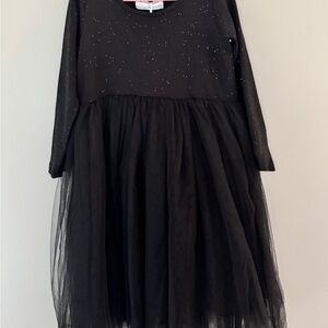 NWT Black Tulle Long Sleeve Dress – Size 120 (6) (Runs Big)